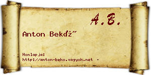Anton Bekő névjegykártya